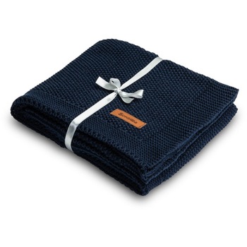 Paturica Sensillo de Bumbac Tricotata 100 x 80 cm, Albastru Inchis Paturica Sensillo de Bumbac Tricotata 100 x 80 cm, Albastru Inchis