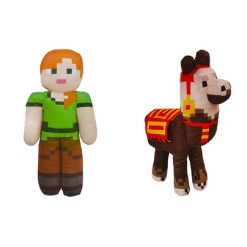 Set 2 x Jucarie plus 30 cm, Minecraft, Mojang, Alex si Llama, Multicolor Set 2 x Jucarie plus 30 cm, Minecraft, Mojang, Alex si Llama, Multicolor