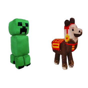 Set 2 x Jucarie plus 30 cm, Minecraft, Mojang, Creeper si Llama, Multicolor Set 2 x Jucarie plus 30 cm, Minecraft, Mojang, Creeper si Llama, Multicolor