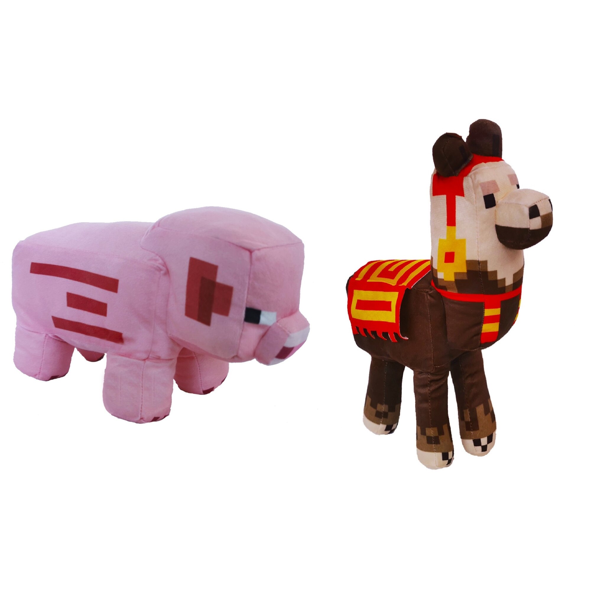 Set 2 x Jucarie plus 30 cm, Minecraft, Mojang, Pig si Llama, Multicolor
