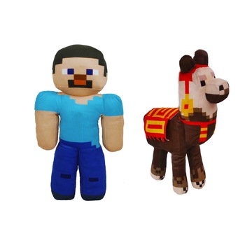 Set 2 x Jucarie plus 30 cm, Minecraft, Mojang, Steve si Llama, Multicolor Set 2 x Jucarie plus 30 cm, Minecraft, Mojang, Steve si Llama, Multicolor