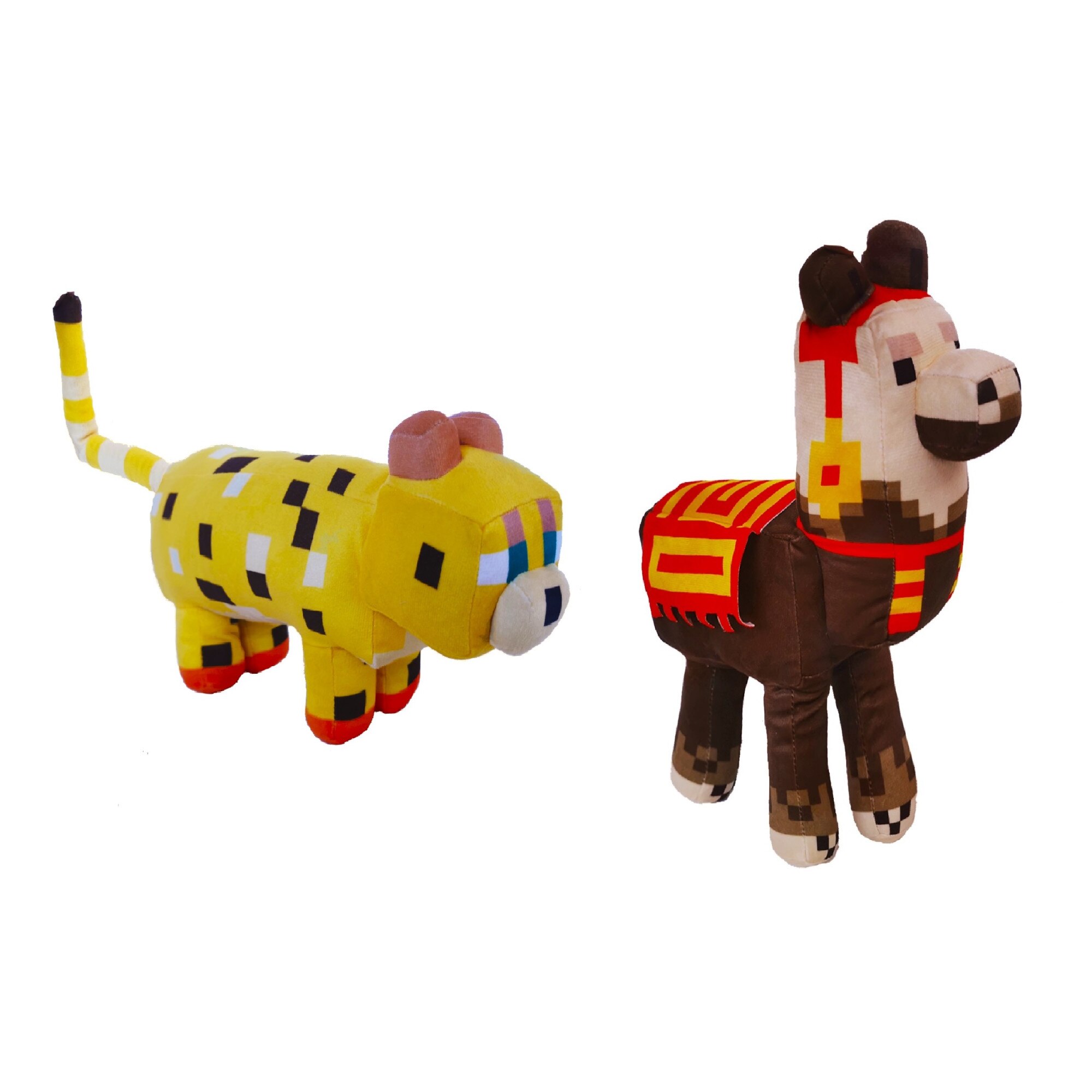 Set 2 x Jucarie plus 30 cm, Minecraft, Mojang, Ocelot si Llama, Multicolor
