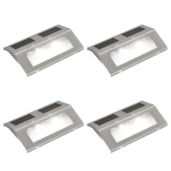 Set de 4 panouri solare pentru scari, vidaXL, Otel inoxidabil, 14 x 9,5 x 2,4 cm, Argintiu Set de 4 panouri solare pentru scari, vidaXL, Otel inoxidabil, 14 x 9,5 x 2,4 cm, Argintiu