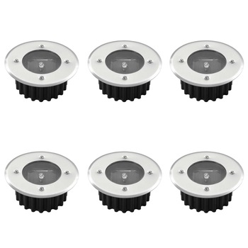 Set de 6 spoturi solare rotunde de exterior, vidaXL, Otel inoxidabil, 8,5 x 8,5 x 3,5 cm, Argintiu Set de 6 spoturi solare rotunde de exterior, vidaXL, Otel inoxidabil, 8,5 x 8,5 x 3,5 cm, Argintiu