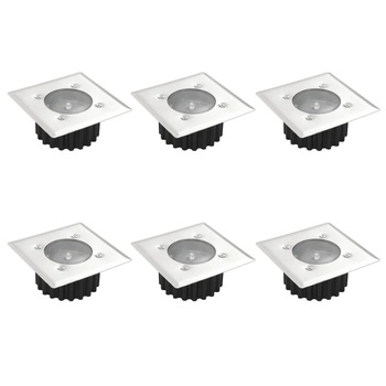 Set de 6 spoturi solare patrate de exterior, vidaXL, Otel inoxidabil, 8,5 x 8,5 x 3,5 cm, Argintiu Set de 6 spoturi solare patrate de exterior, vidaXL, Otel inoxidabil, 8,5 x 8,5 x 3,5 cm, Argintiu