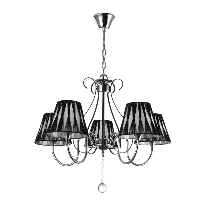 Lustra Interior Erste York 5x60W Max E27 EL0038451 Culoare Crom si Negru