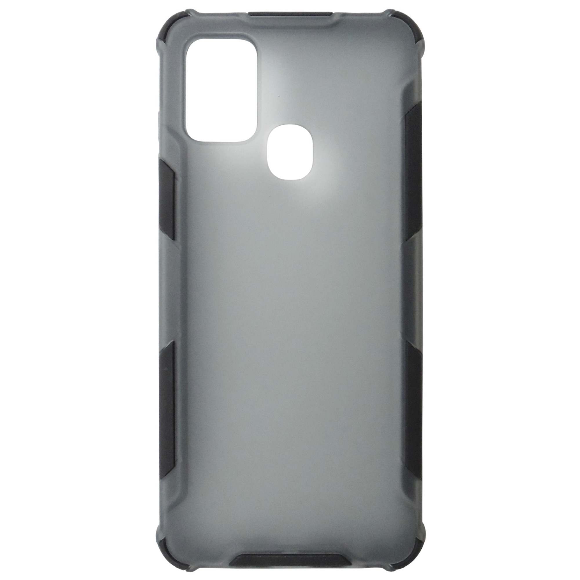 Husa tip capac spate Atlas antisoc plastic gri semitransparent + silicon negru pentru Samsung Galaxy A21s (SM-A217F)