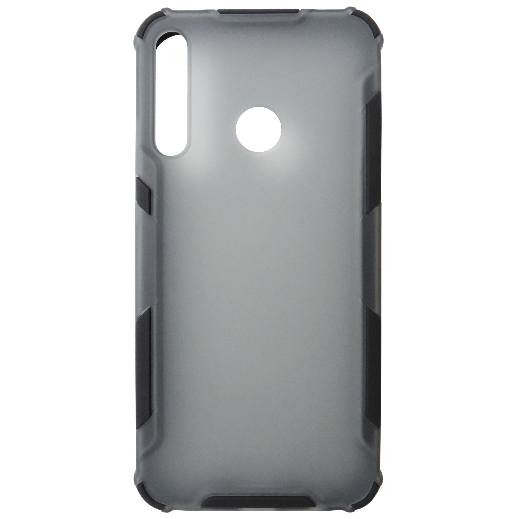 Husa tip capac spate Atlas antisoc plastic gri semitransparent + silicon negru pentru Huawei Y7p / P40 Lite E