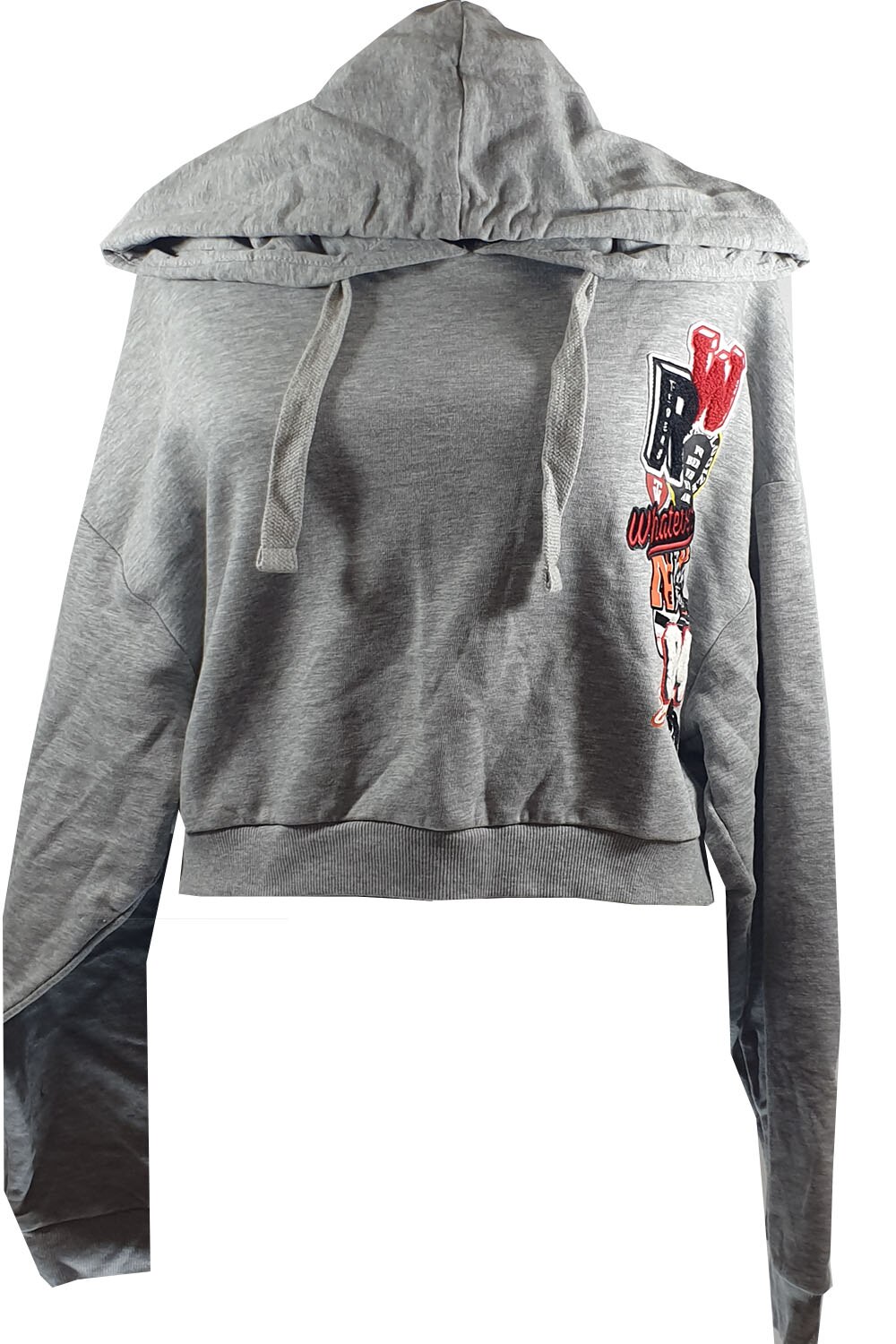 Hanorac dama Tally Weijl, gri cu imprimeu text si gluga, L