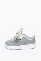 Puma, Pantofi sport de piele intoarsa, cu aspect stralucitor Vikky V2, Gri, 27 EU