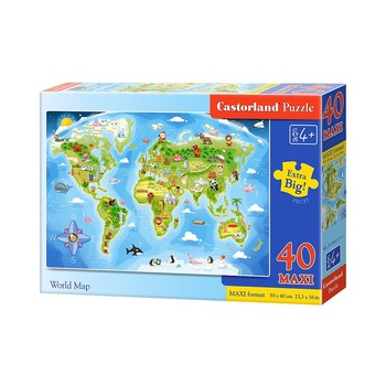 Puzzle Maxi Castorland, Harta lumii, 40 piese