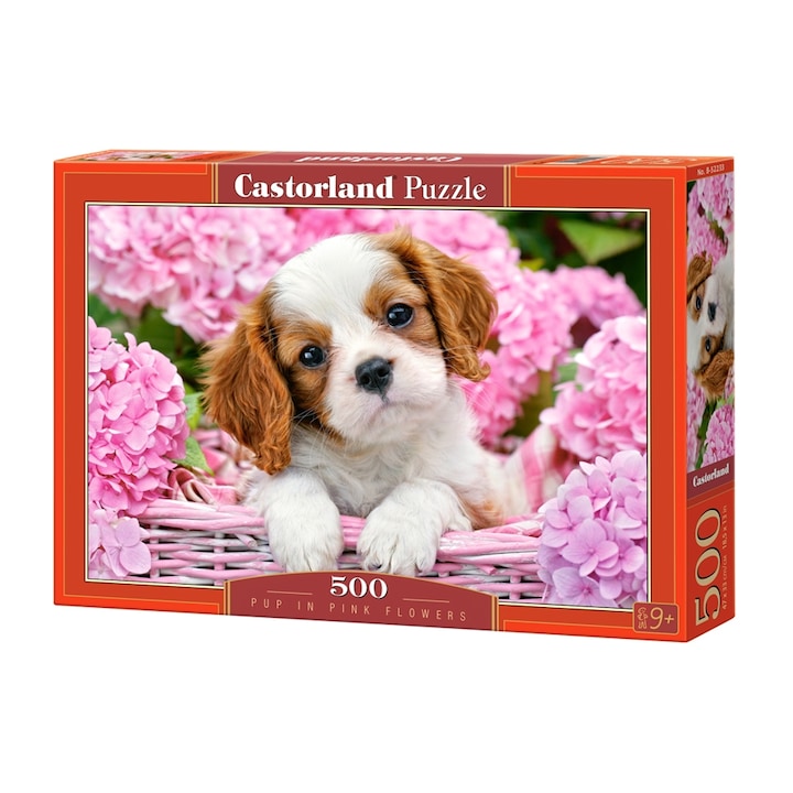Пъзел Castorland, Pup in Pink Flowers, 500 части