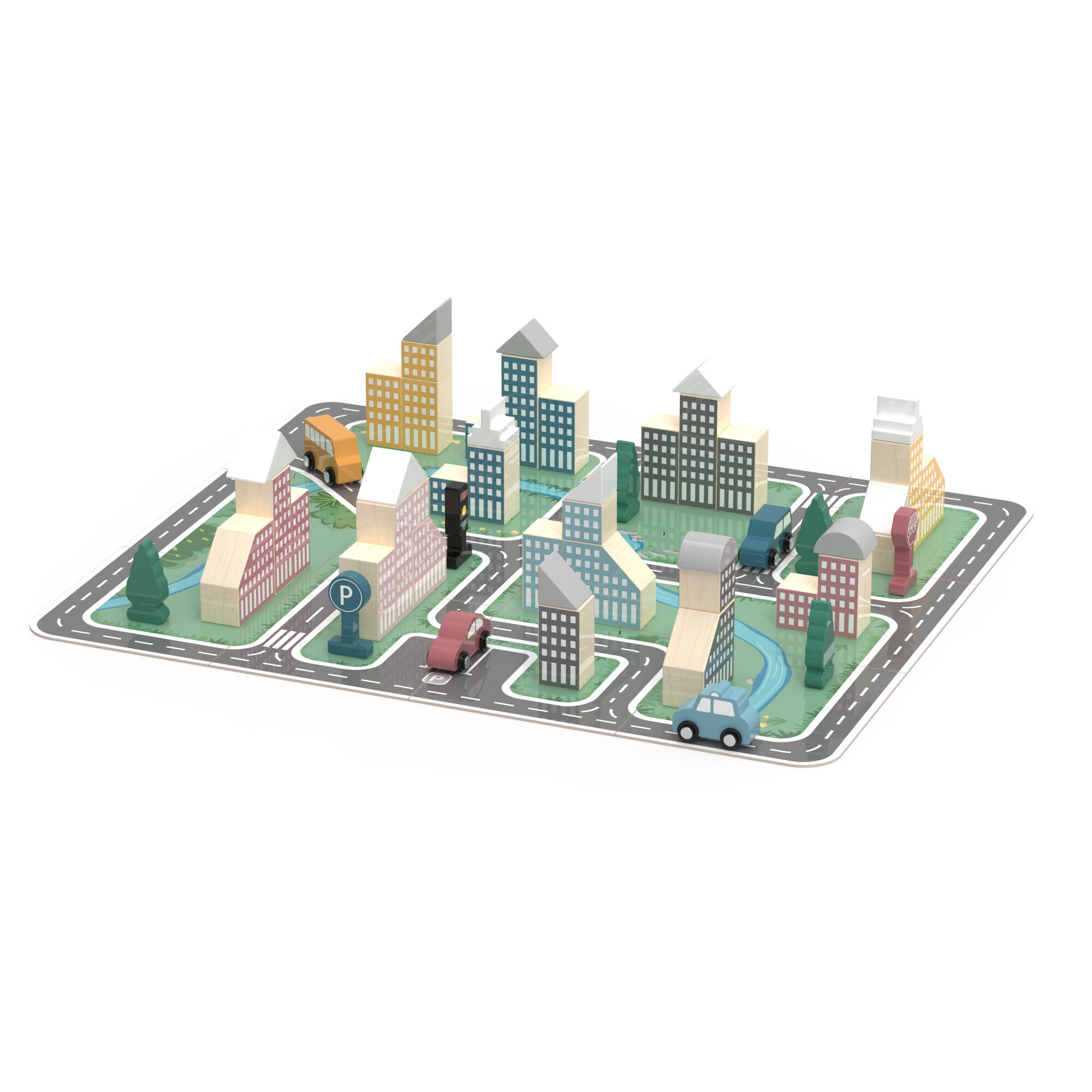 Set de cuburi Oras Modern PolarB, Viga, 56 piese