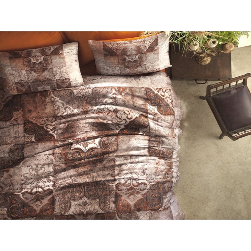 Lenjerie pentru pat dublu, 6 Piese, Bumbac 100% Satin, Cottonbox, model Digital Tosca