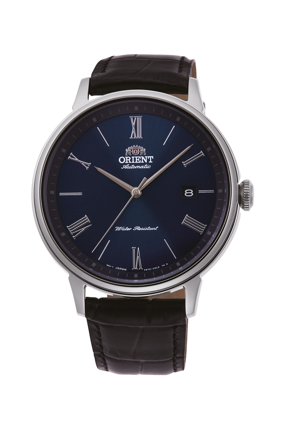 ORIENT, Ceas automatic cu o curea de piele cu model piele de reptila, Negru