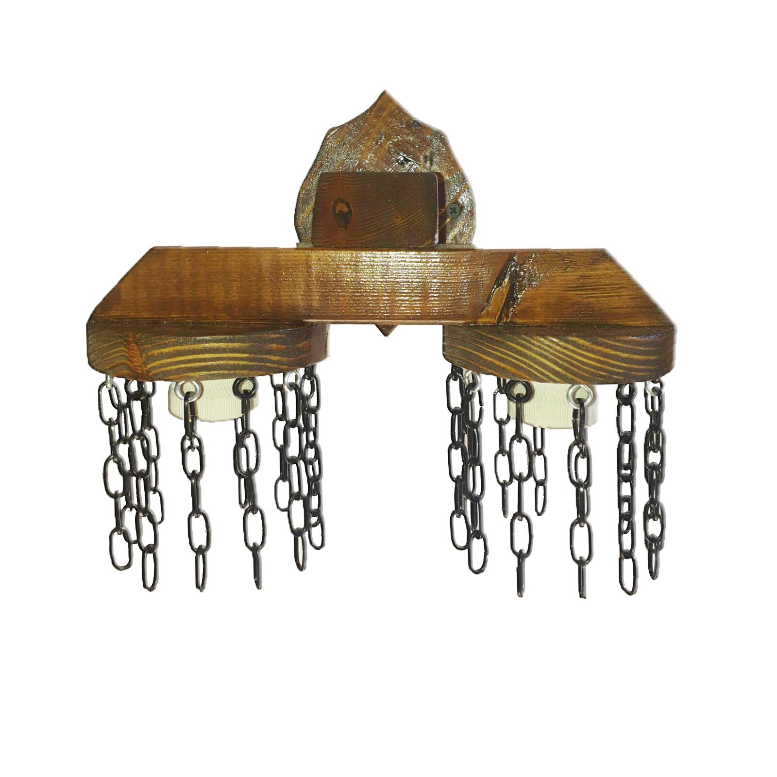Corp iluminat decorativ rustic Metaxa Wood OD20, E27, lemn, culoare stejar, 26x18x23 cm