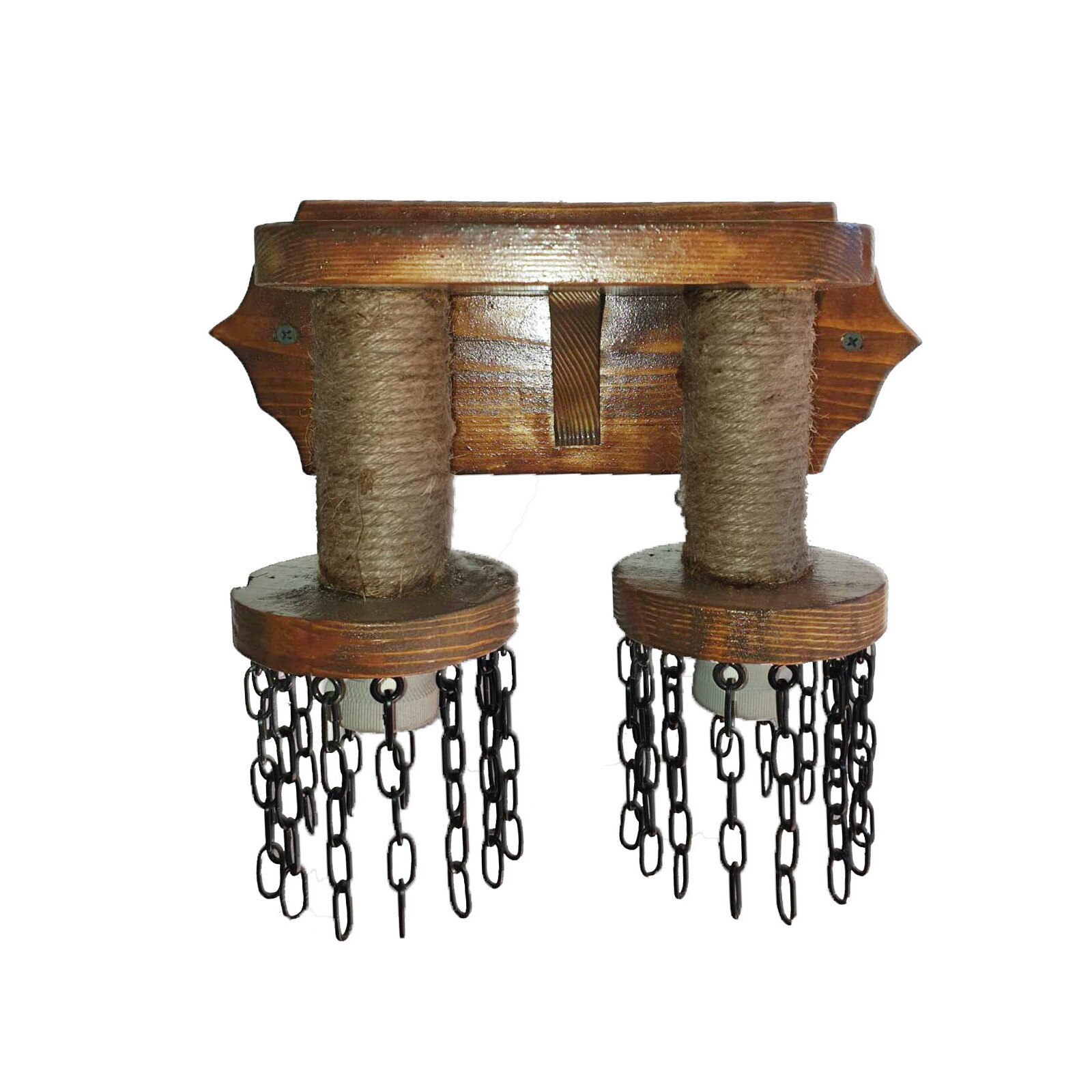 Corp iluminat decorativ rustic Metaxa Wood OD27, E27, lemn, culoare stejar, 29.5x13.5x25 cm