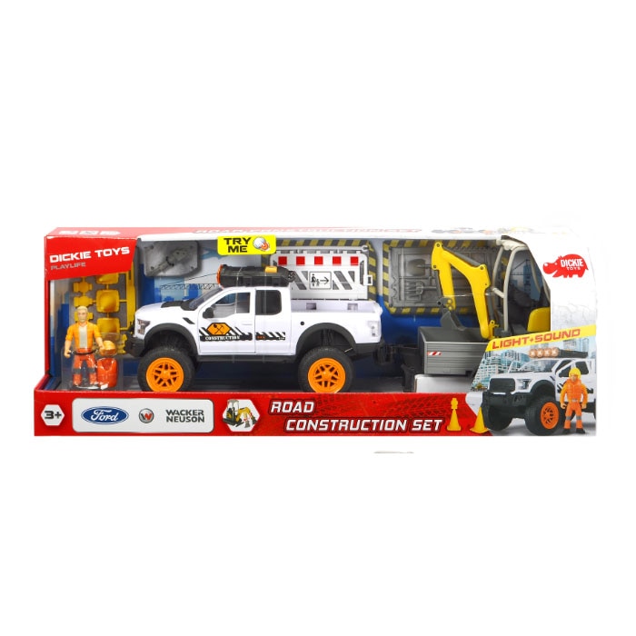 Set Dickie Toys, masina cu lumini si sunet - Road construction, 1:24