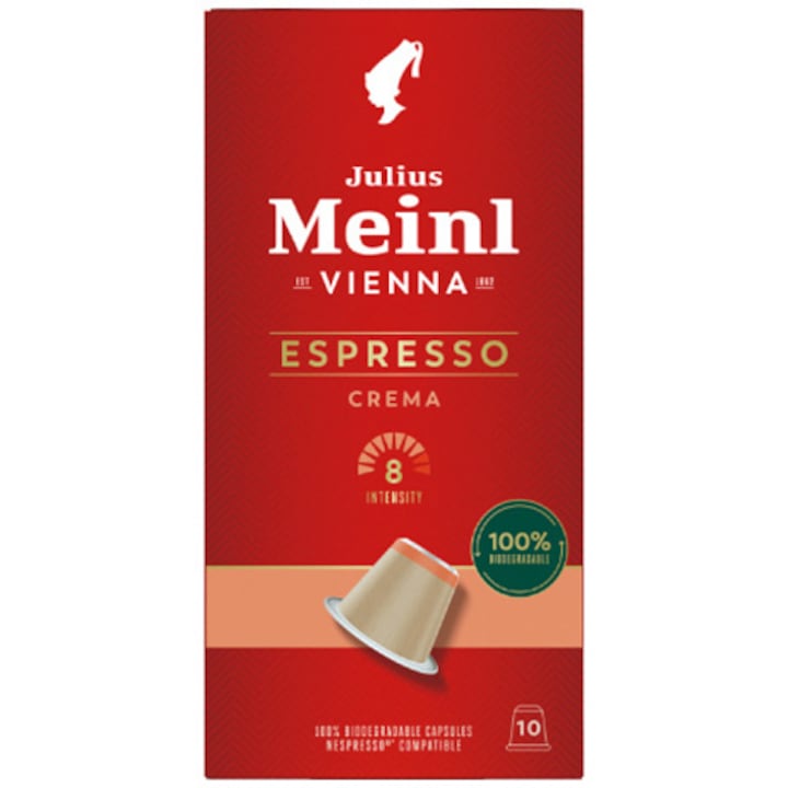 Кафе капсули Julius Meinl Espresso Crema, Съвместимост Nespresso, 10 капсули, 56 гр