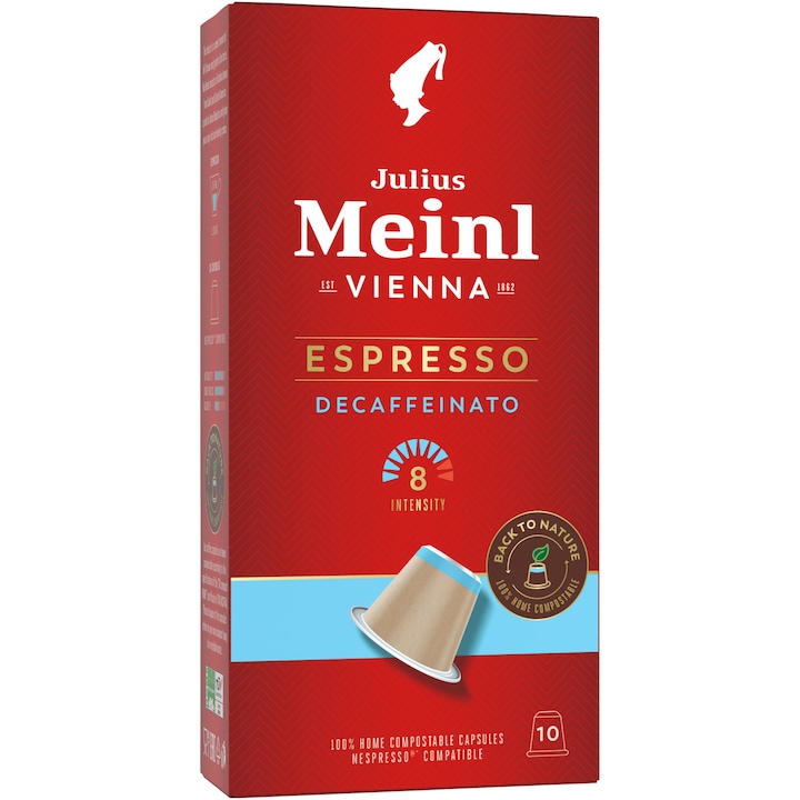 Кафе на капсули Julius Meinl Espresso Decaf, Nespresso compatible, 10 капсули, 56g