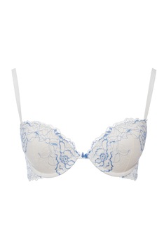 Sutien push-up, burete gradual, din dantela, Dalia 6714, Alb / Bleu Sutien push-up, burete gradual, din dantela, Dalia 6714, Alb / Bleu