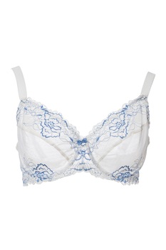 Sutien fara burete, din dantela, Dalia 6710, Alb / Bleu Sutien fara burete, din dantela, Dalia 6710, Alb / Bleu