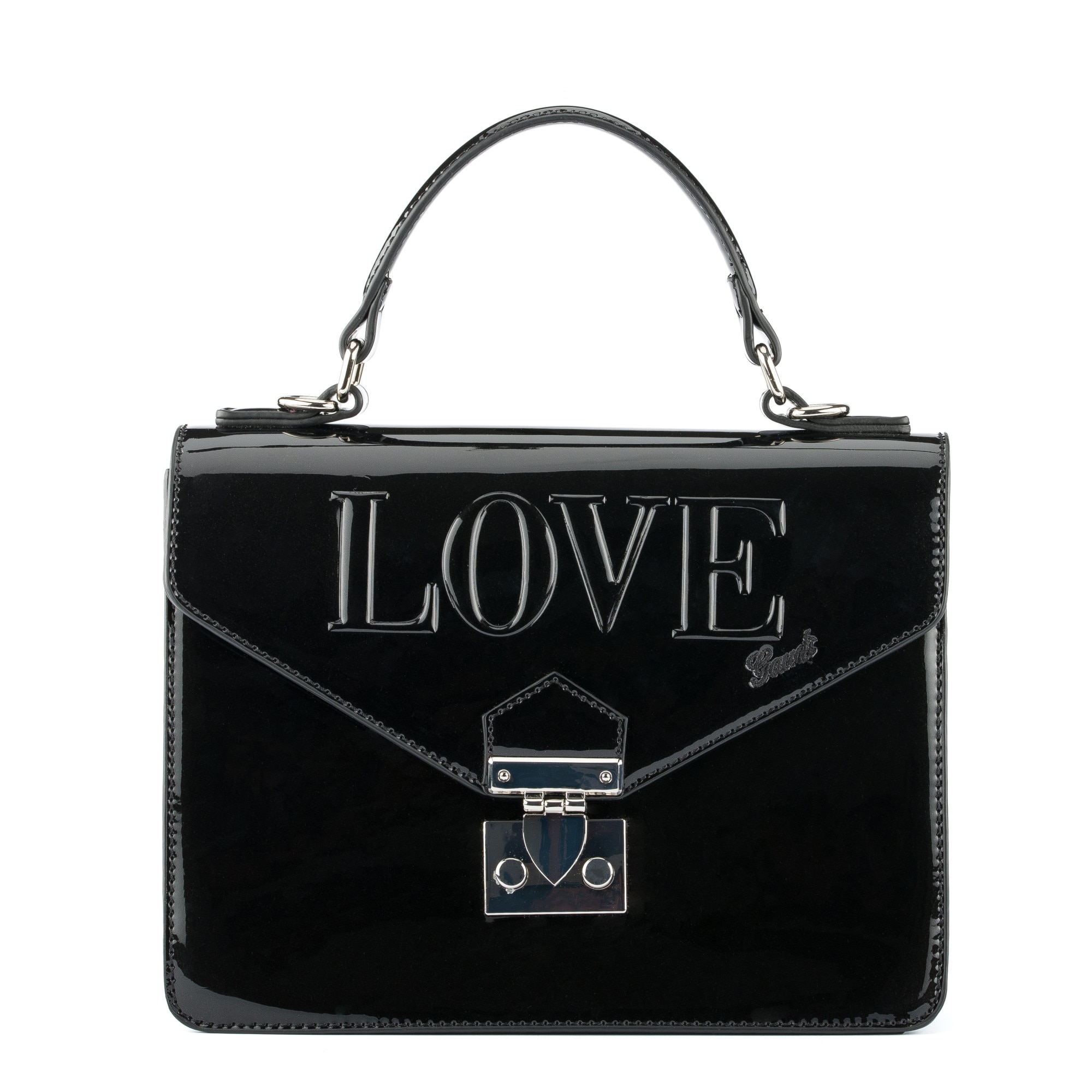 Geanta de mana de dama, Gaudi, Model Lovely V9AI-V9AI-71370, Piele ecologica, Efect lucios, Negru, 24x18x9