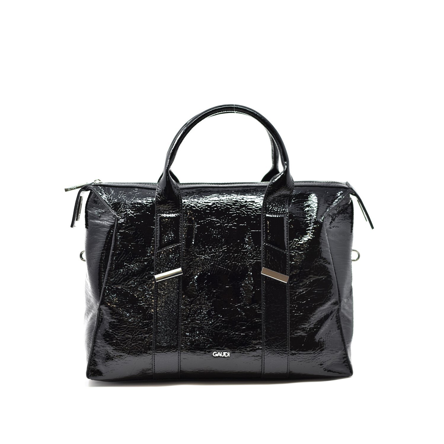 Geanta de mana de dama, Gaudi, Model Luce V9AI-V9AI-71291, Piele ecologica, Efect lucios, Negru, 36x24x14