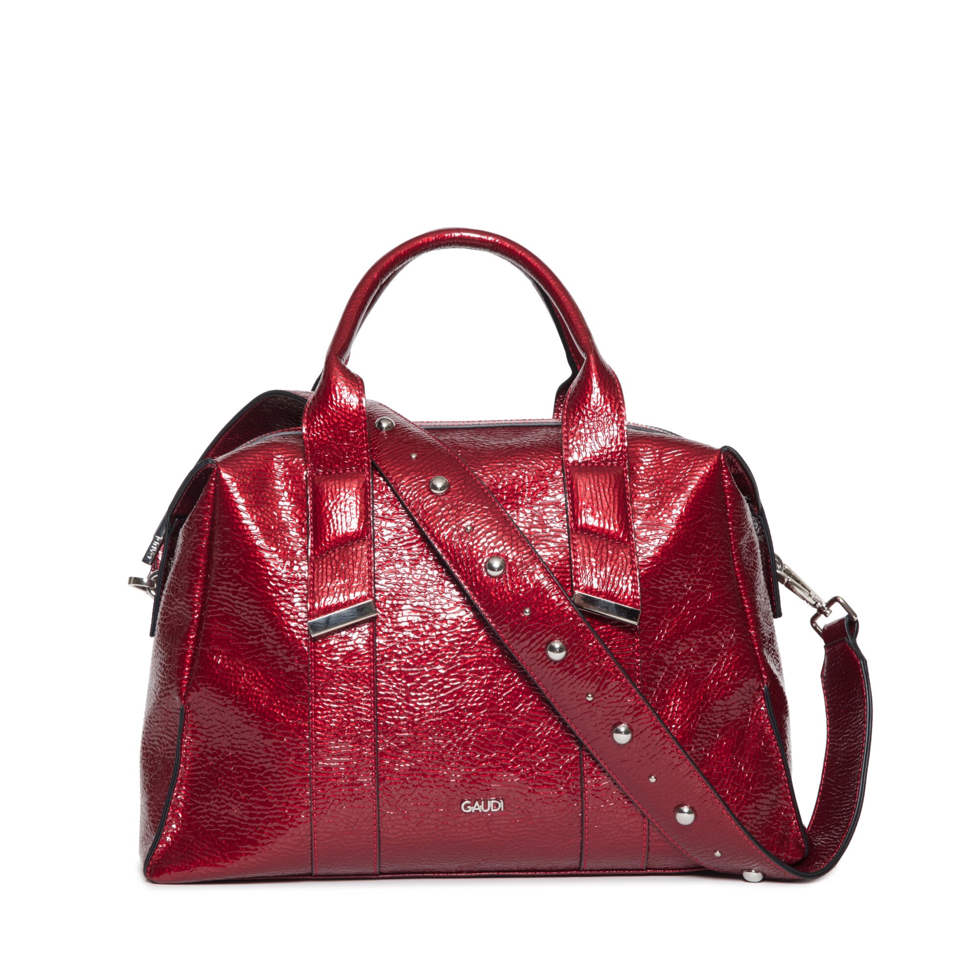 Geanta de mana de dama, Gaudi, Model Luce V9AI-V9AI-71291, Piele ecologica, Efect lucios, Rosu, 36x24x14
