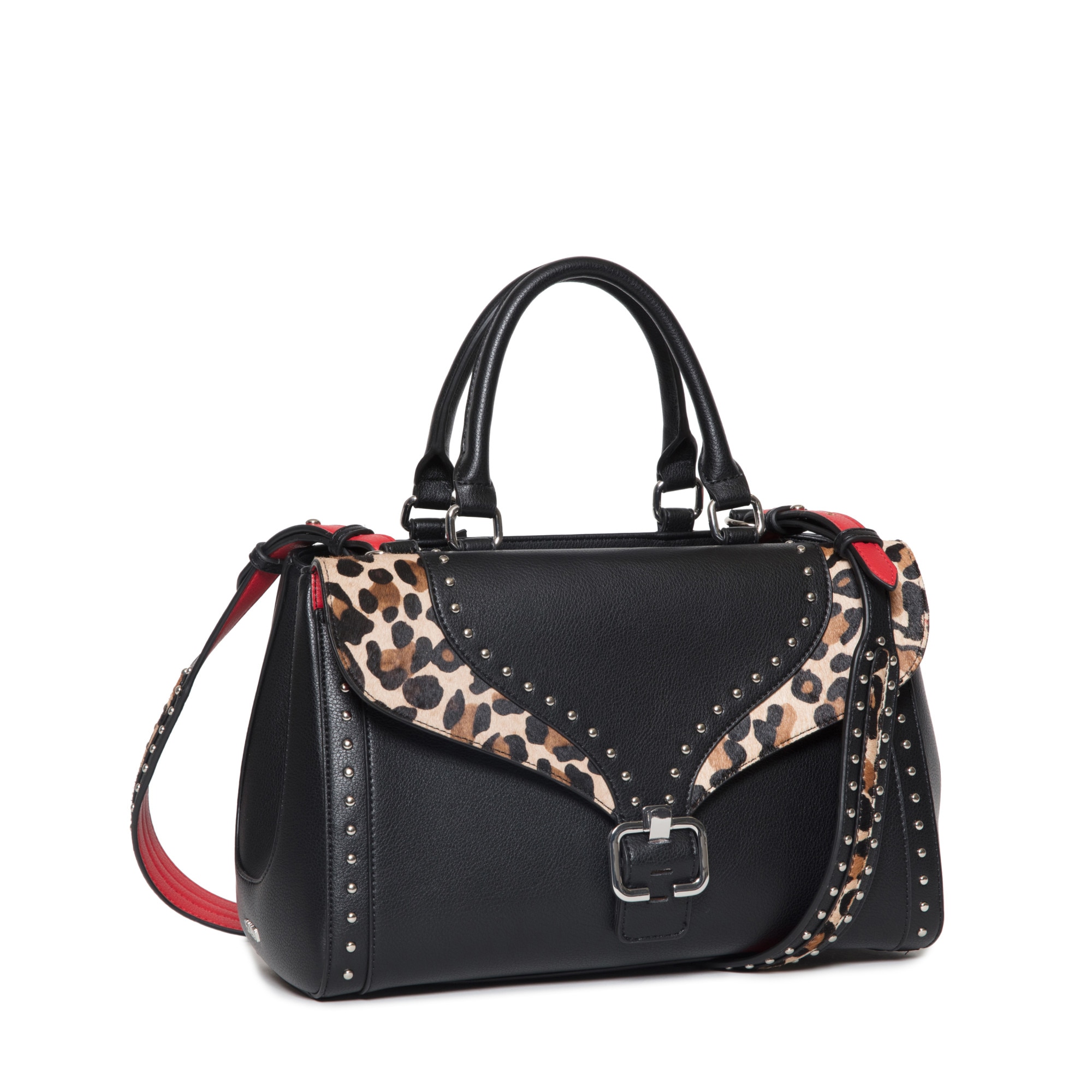 Geanta de mana de dama, Gaudi, Model Luchy V9AI-71243, Piele ecologica, Cu model, Negru, 32x22x16