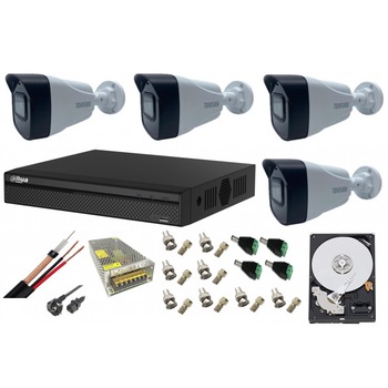 Kit 4 camere supraveghere 8MP 4K, IR 80m + DVR 4 canale 8MP 4K Dahua + Sursa + Cablu + Mufe + HDD 1TB Kit 4 camere supraveghere 8MP 4K, IR 80m + DVR 4 canale 8MP 4K Dahua + Sursa + Cablu + Mufe + HDD 1TB