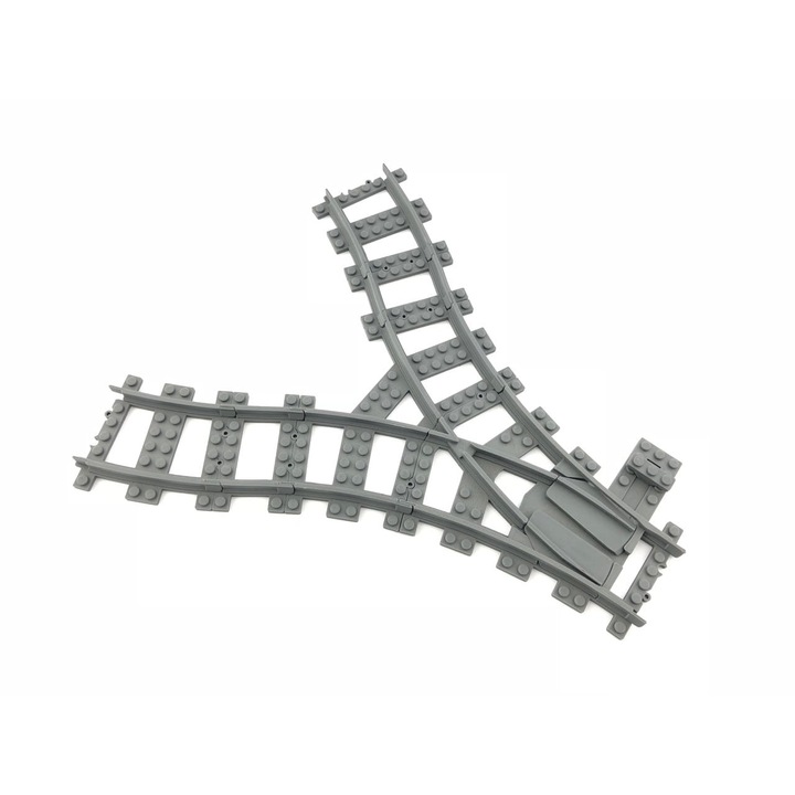 Wye switch R40, Trixbrix, műanyag, szürke Lego City vonatszettekkel kompatibilis 60197 60198 10277 60205 60238