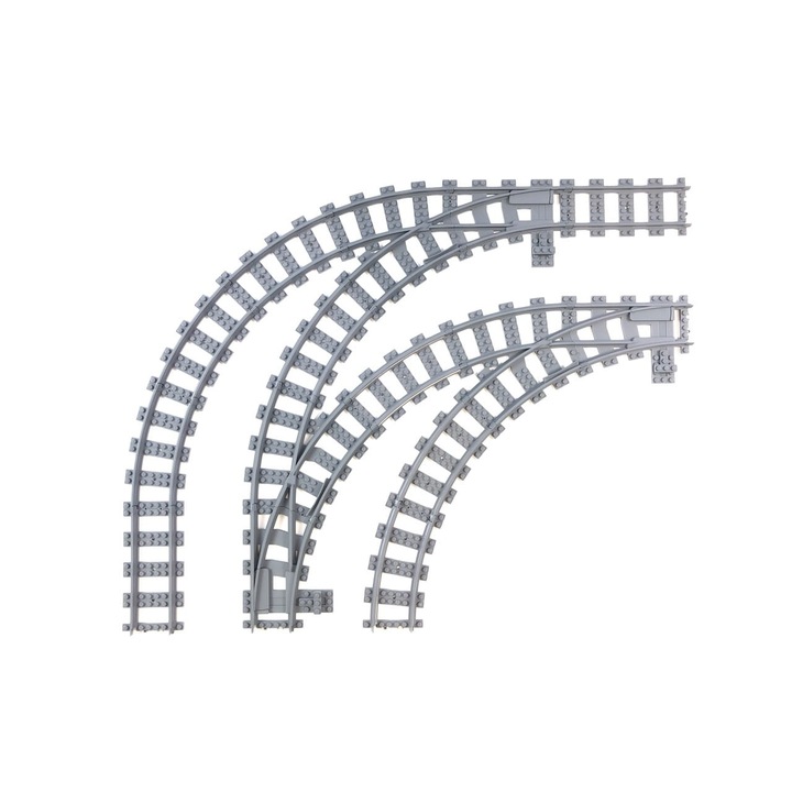 2 bal és 1 jobb oldali 90 fokban ívelt kapcsolókészlet Trixbrix, R40, műanyag, szürke