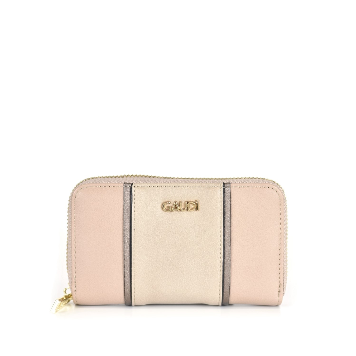 Portofel de dama, Gaudi, Model Anya Linear V9AI-71254, Piele ecologica, Mediu, Nude, 13,5x8,5x2,5