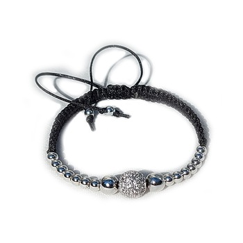 Bratara ArtDeco Silver cu charm (Cubiz Zirconia) si 18 margele, reglabila 15 -25 cm Bratara ArtDeco Silver cu charm (Cubiz Zirconia) si 18 margele, reglabila 15 -25 cm