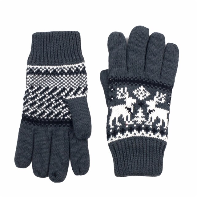 Manusi unisex gri cu reni