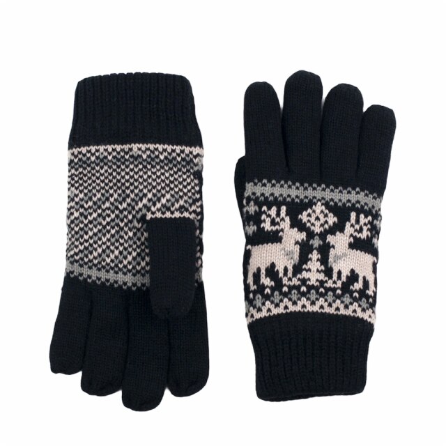 Manusi unisex negre cu reni