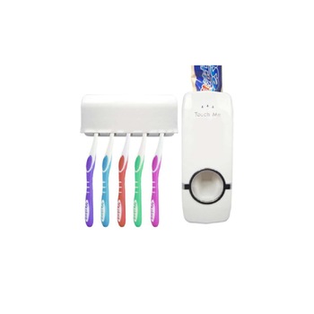 Dozator de pasta de dinti cu suport pentru periute Dozator de pasta de dinti cu suport pentru periute