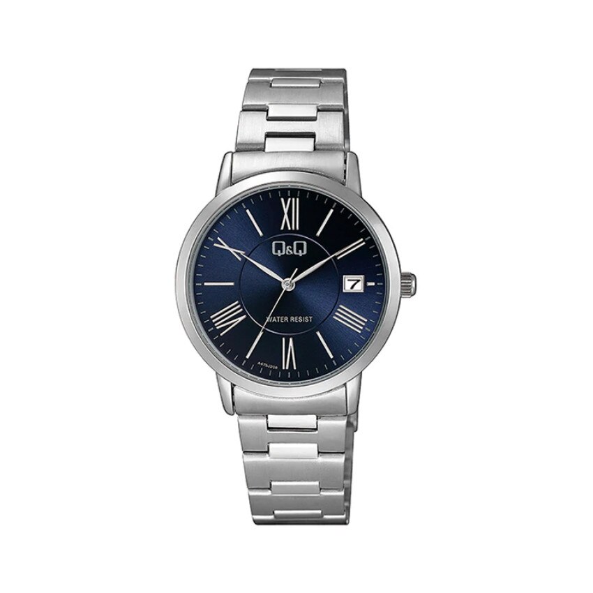 Ceas dama Q&Q casual, din metal, argintiu cu albastru