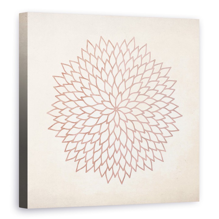 Картина на платно - Абстракт, Златиста роза Мандала I, 70 х 70 см