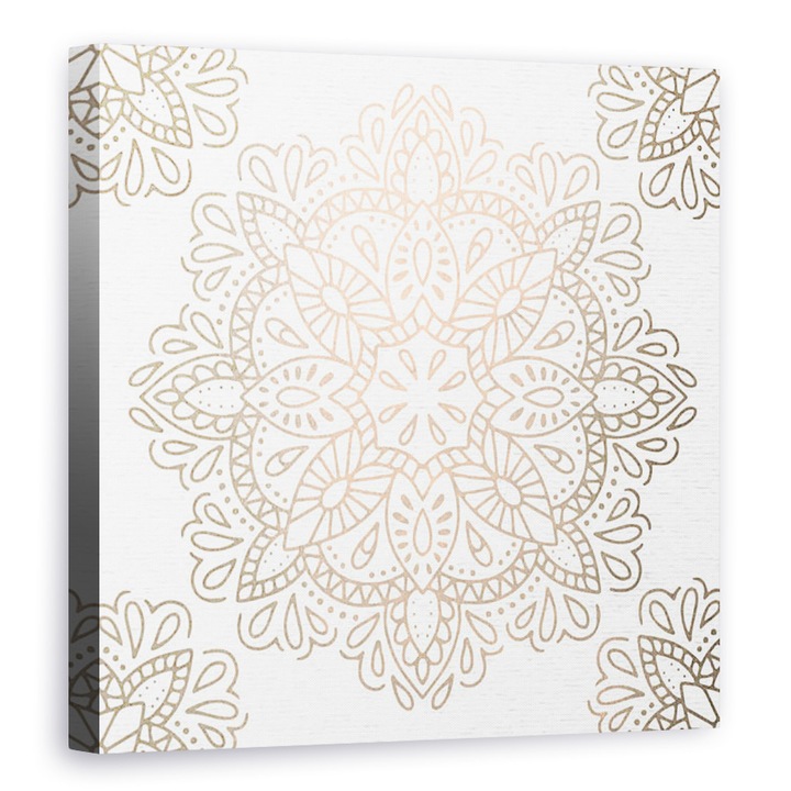 Картина на платно - Абстракция, Златна роза Мандала VII, 70 x 70 см