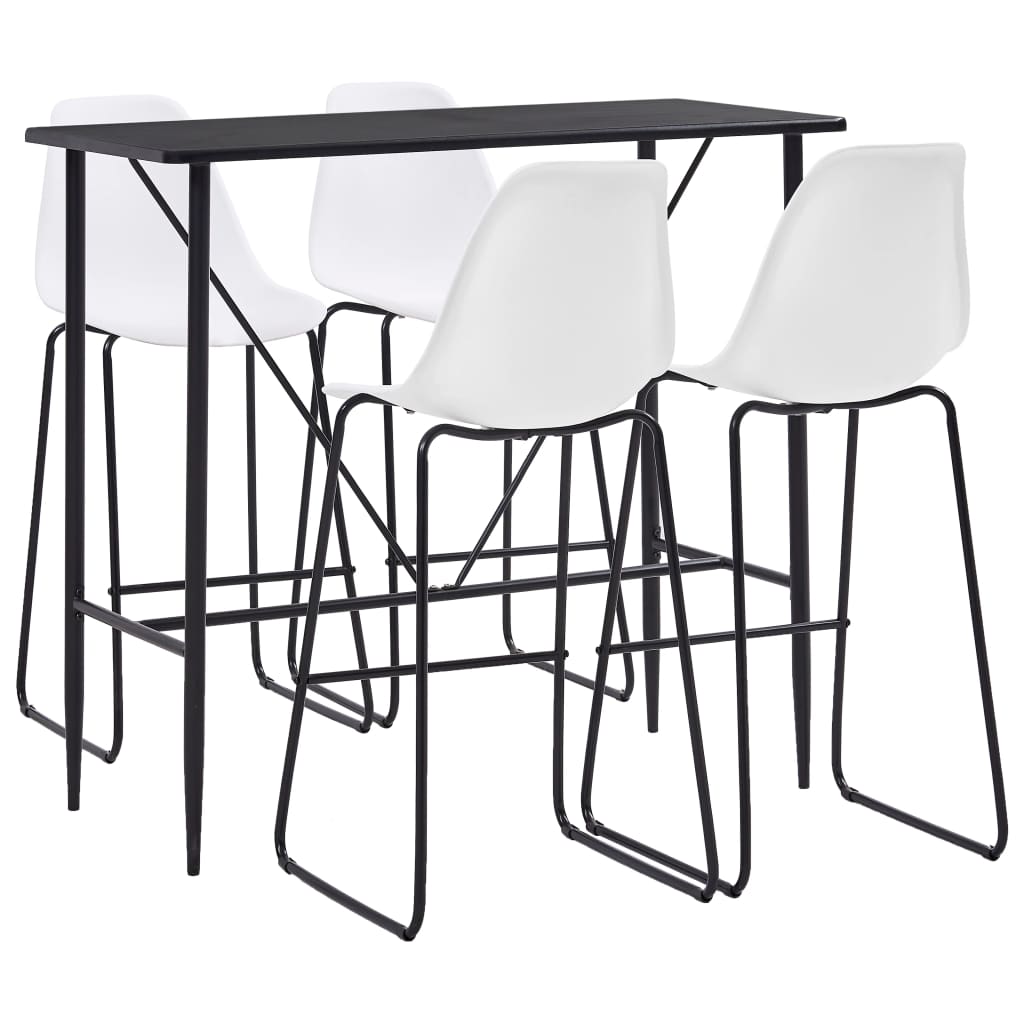 Set mobilier de bar 5 piese masa cu scaune, vidaXL, Plastic, 120 x 60 x 110 cm, Alb