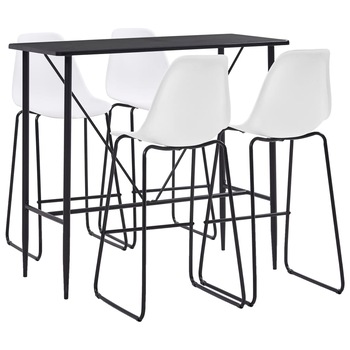 Set mobilier de bar 5 piese masa cu scaune, vidaXL, Plastic, 120 x 60 x 110 cm, Alb Set mobilier de bar 5 piese masa cu scaune, vidaXL, Plastic, 120 x 60 x 110 cm, Alb