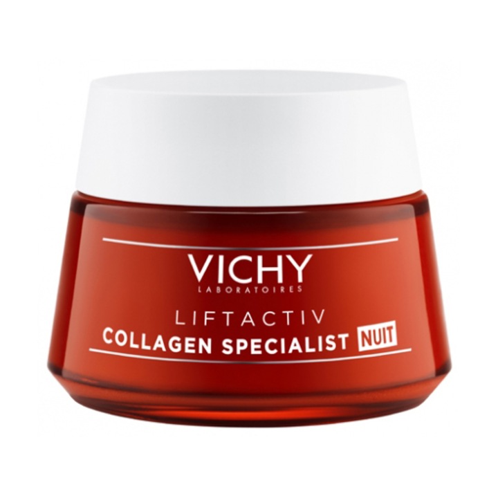 Crema de noapte antirid Vichy LIFTACTIV Collagen Specialist pentru toate tipurile de ten, cu peptide pro-colagen, 50 ml