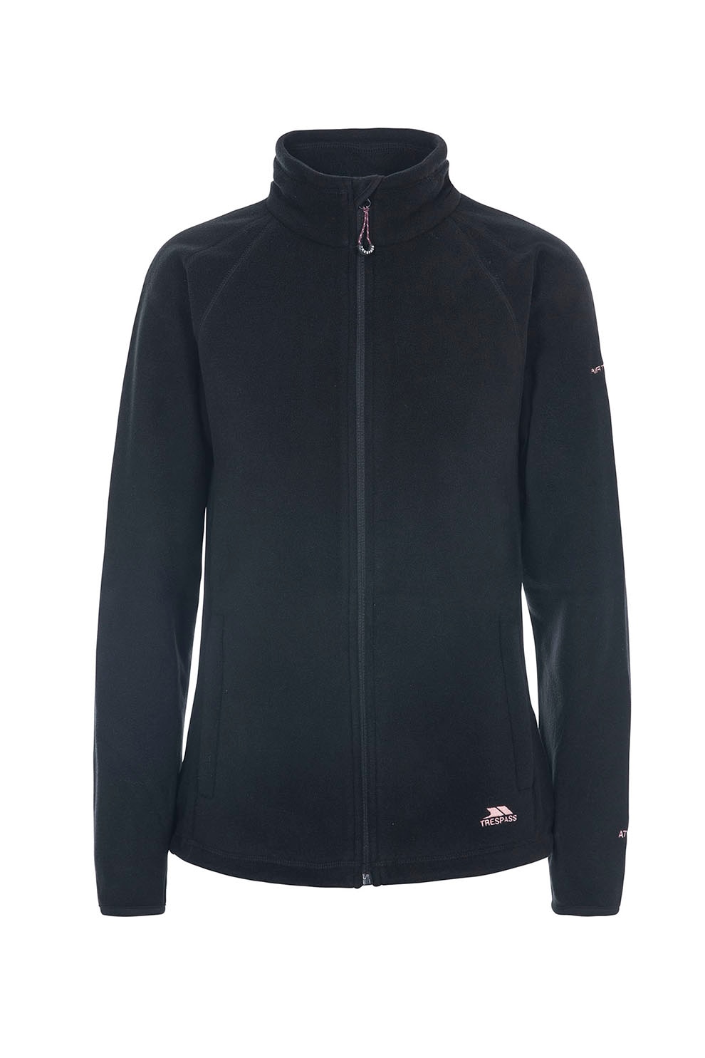 Trespass, Bluza din material fleece cu fermoar si guler mediu Nonstop, Negru