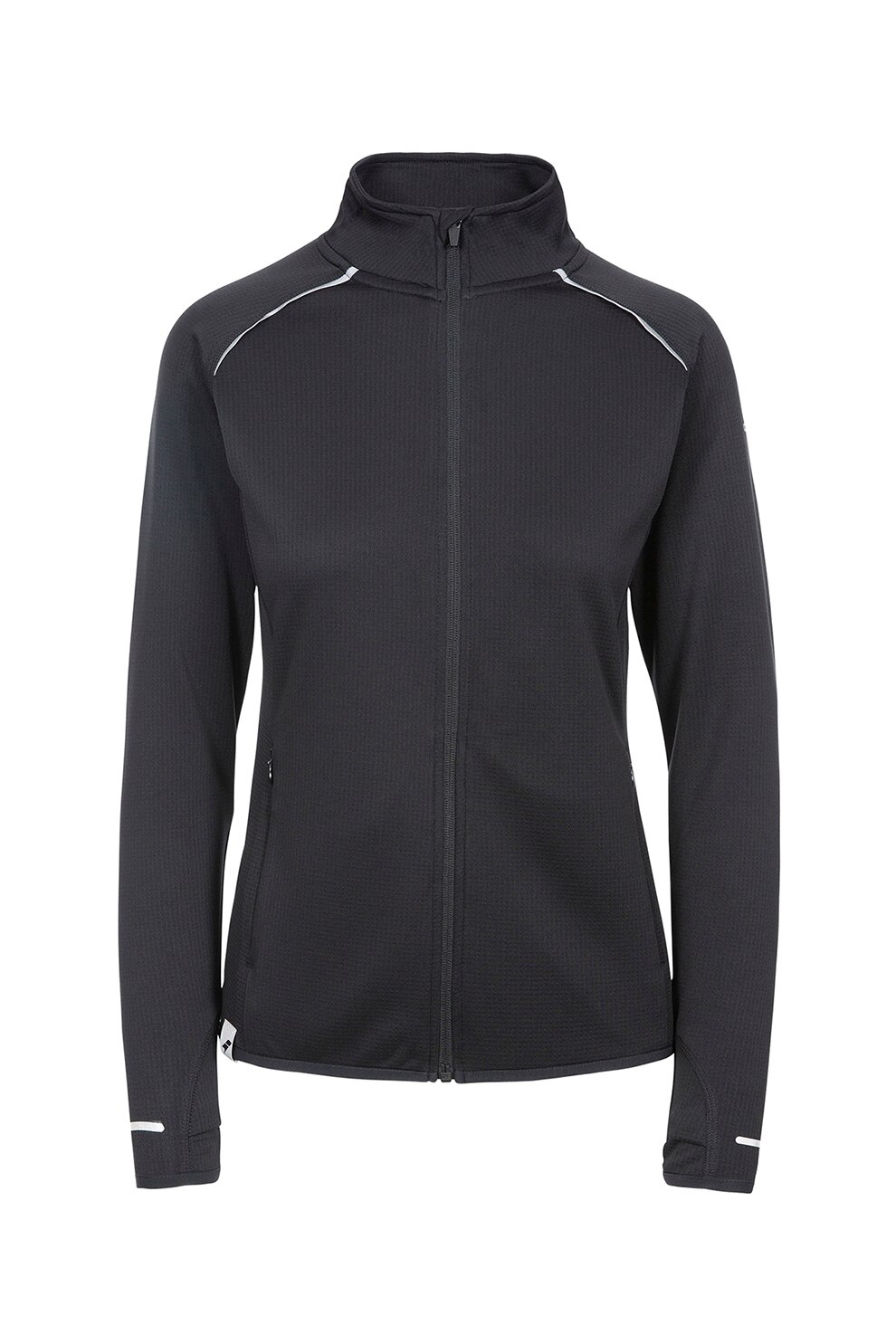 Trespass, Jacheta cu detalii reflectorizante si fermoar, pentru fitness Evie, Negru