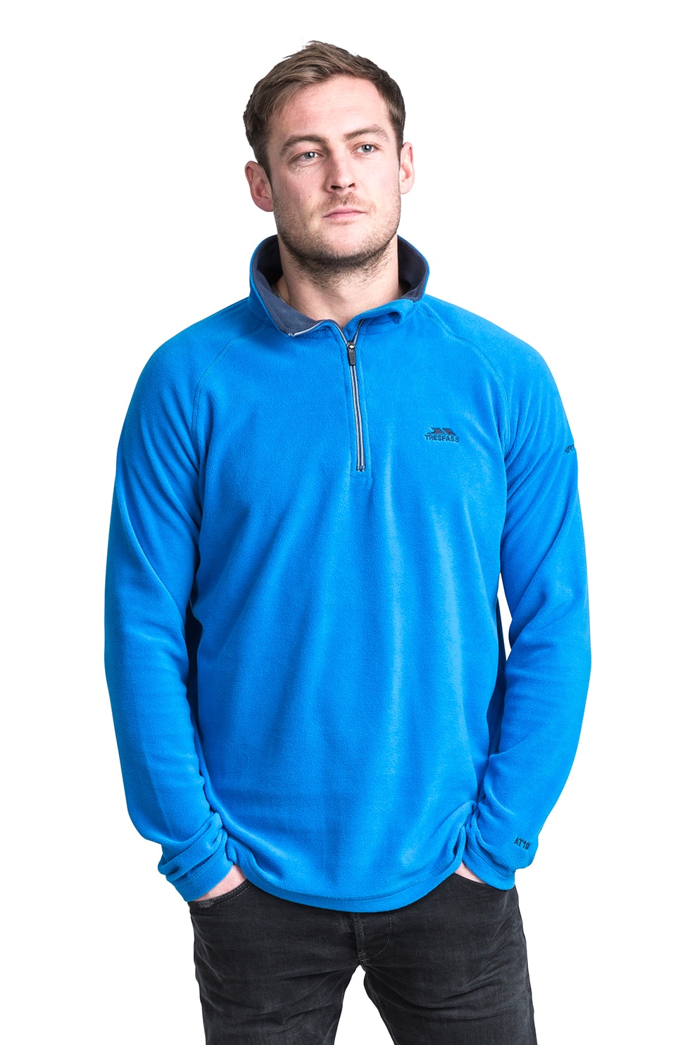 Trespass, Bluza sport din material microfleece cu fenta cu fermoar Blackford, Bleu