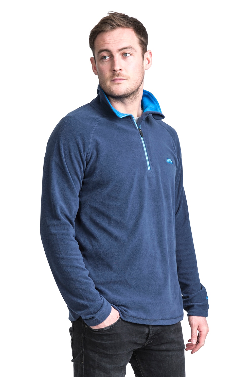Trespass, Bluza sport din material microfleece cu fenta cu fermoar Blackford, Bleumarin