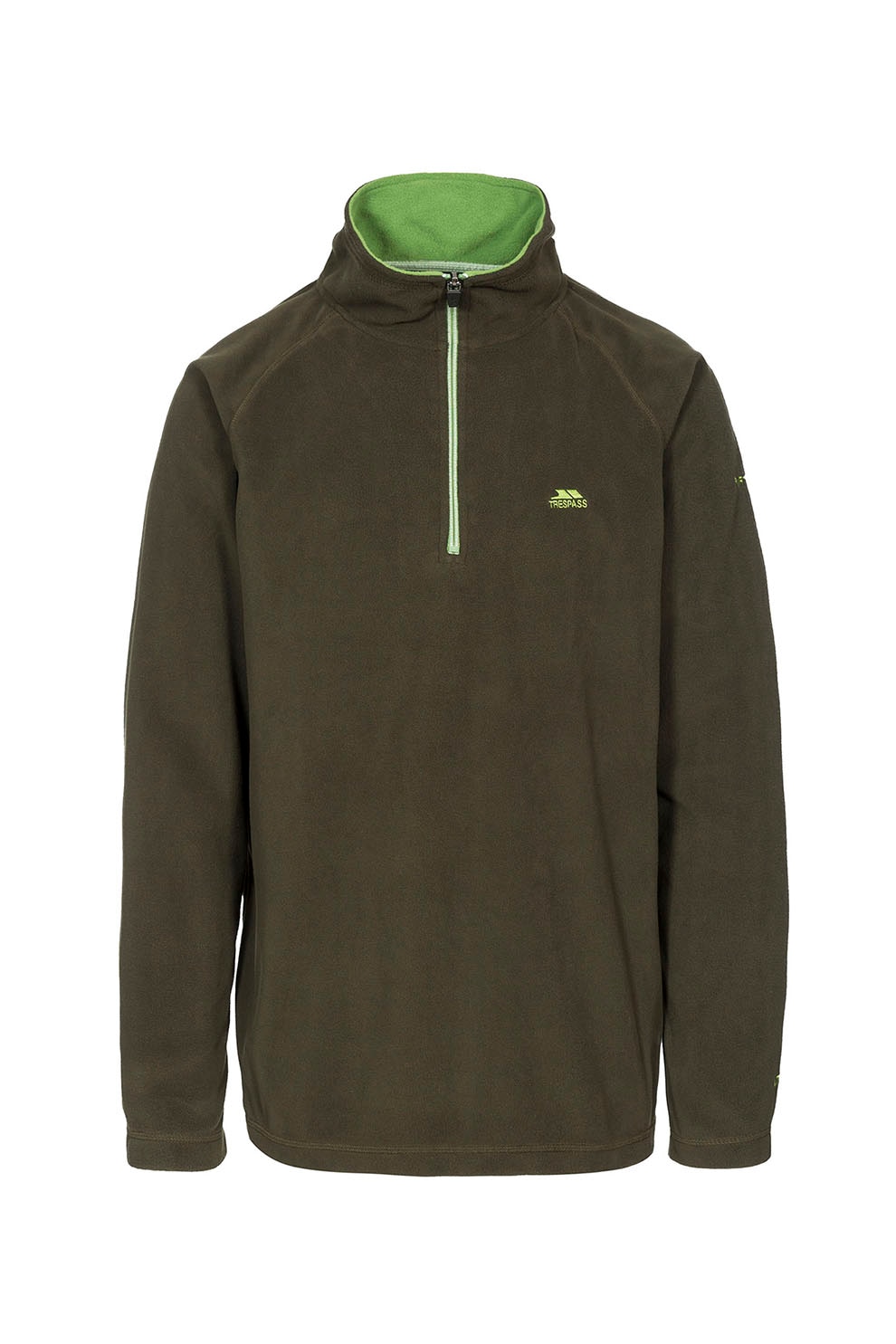 Trespass, Bluza sport din material microfleece cu fenta cu fermoar Blackford, Verde militar