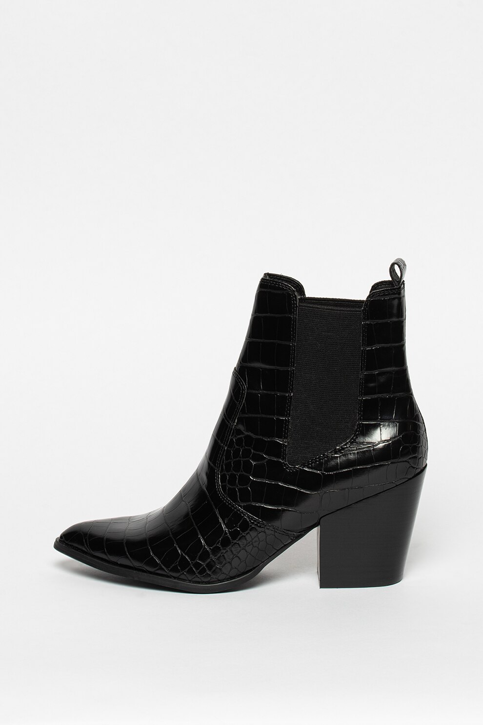 Steve Madden, Botine de piele ecologica, cu varf ascutit, Negru, 40